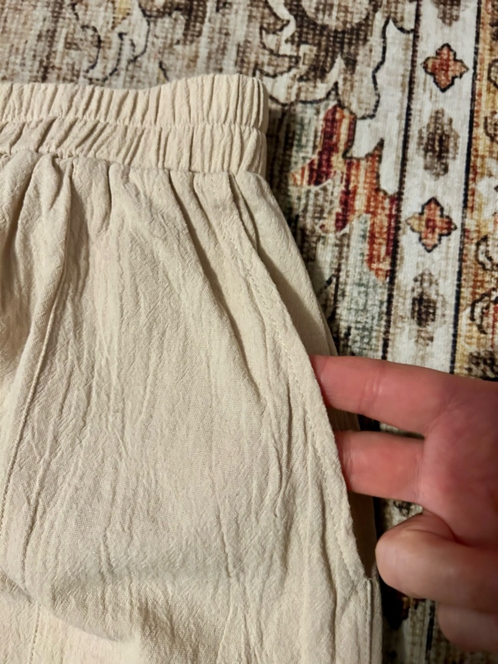 Aakaa Cream Cargo Parachute Pants Large Boho Drawstring Balloon Jogger NWOT - Picture 7 of 11